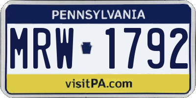 PA license plate MRW1792