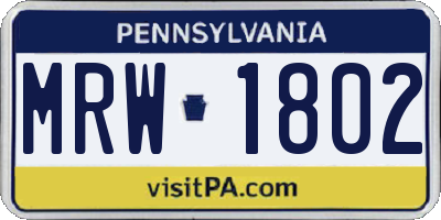 PA license plate MRW1802