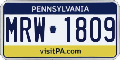 PA license plate MRW1809
