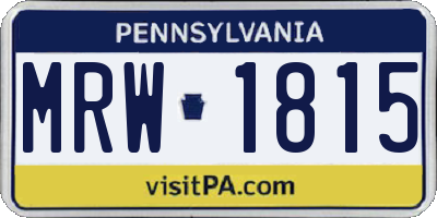 PA license plate MRW1815