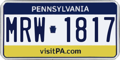 PA license plate MRW1817