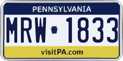 PA license plate MRW1833