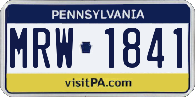 PA license plate MRW1841