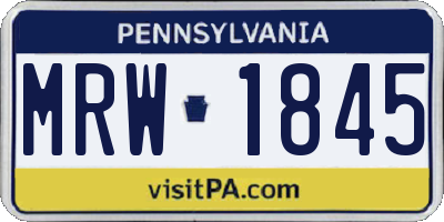 PA license plate MRW1845