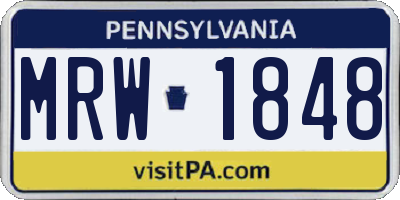 PA license plate MRW1848