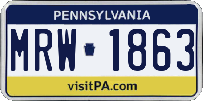 PA license plate MRW1863
