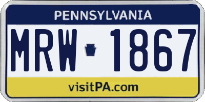 PA license plate MRW1867