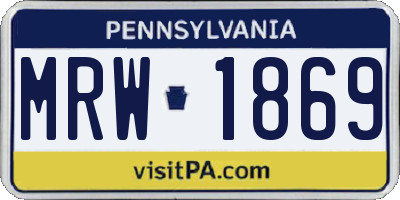 PA license plate MRW1869