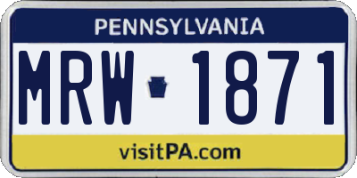 PA license plate MRW1871