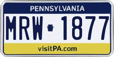 PA license plate MRW1877