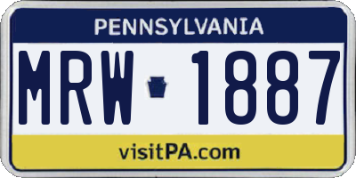 PA license plate MRW1887