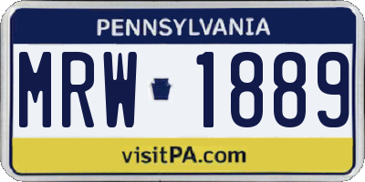PA license plate MRW1889