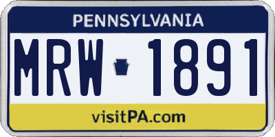 PA license plate MRW1891