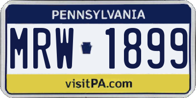PA license plate MRW1899
