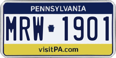 PA license plate MRW1901