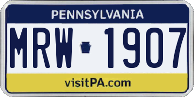 PA license plate MRW1907