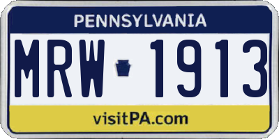 PA license plate MRW1913