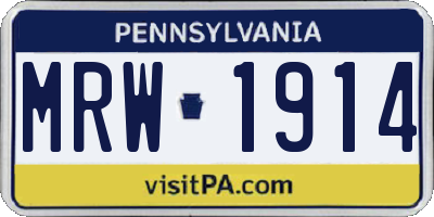 PA license plate MRW1914