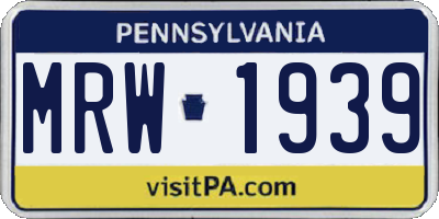 PA license plate MRW1939