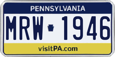 PA license plate MRW1946
