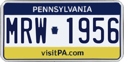 PA license plate MRW1956