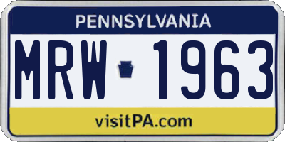 PA license plate MRW1963