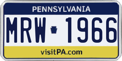 PA license plate MRW1966