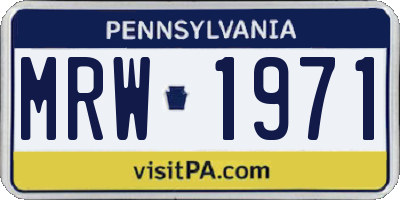 PA license plate MRW1971