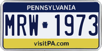 PA license plate MRW1973