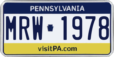 PA license plate MRW1978