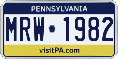 PA license plate MRW1982