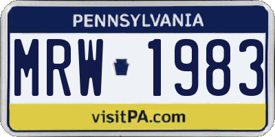 PA license plate MRW1983