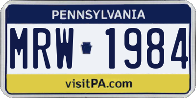 PA license plate MRW1984