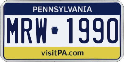 PA license plate MRW1990