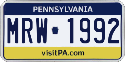 PA license plate MRW1992
