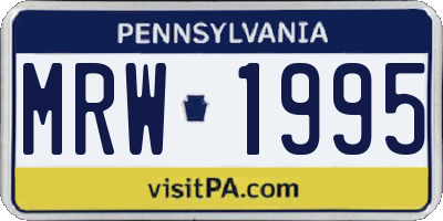 PA license plate MRW1995