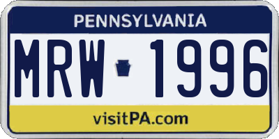 PA license plate MRW1996