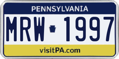 PA license plate MRW1997