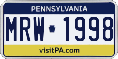 PA license plate MRW1998