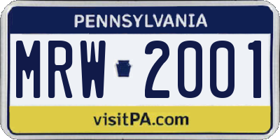 PA license plate MRW2001