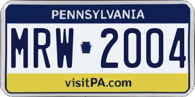 PA license plate MRW2004