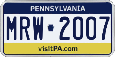 PA license plate MRW2007