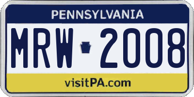 PA license plate MRW2008