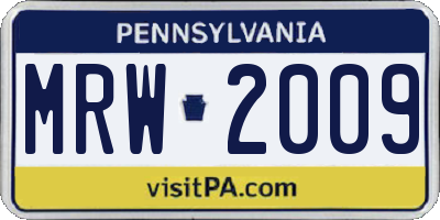 PA license plate MRW2009