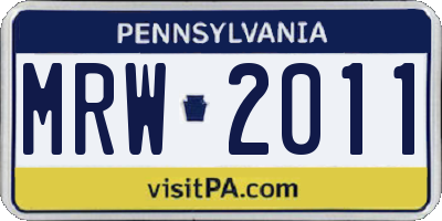 PA license plate MRW2011