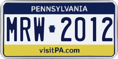 PA license plate MRW2012