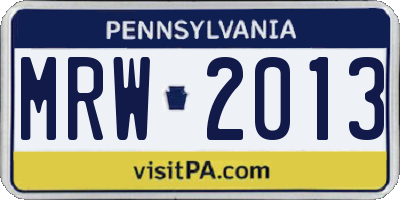 PA license plate MRW2013