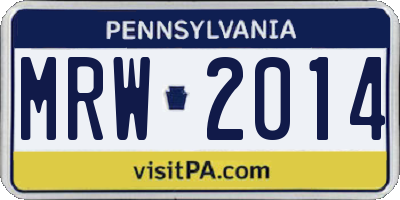 PA license plate MRW2014