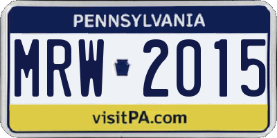 PA license plate MRW2015
