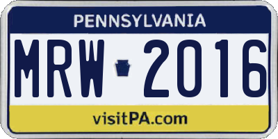 PA license plate MRW2016